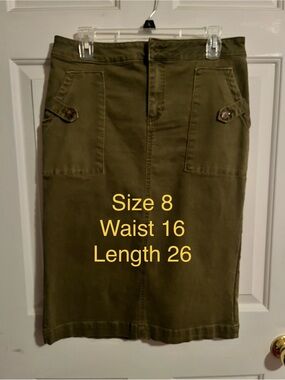 Olive Green Utility Pencil Skirt